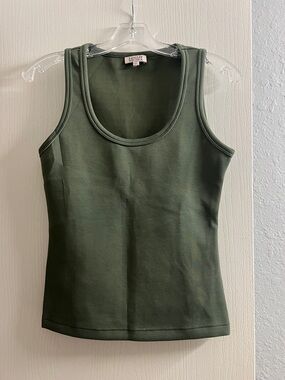 Badgley Mischka Olive Green Scoop Neck Tank